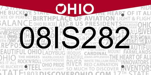 08IS282 Ohio License Plate