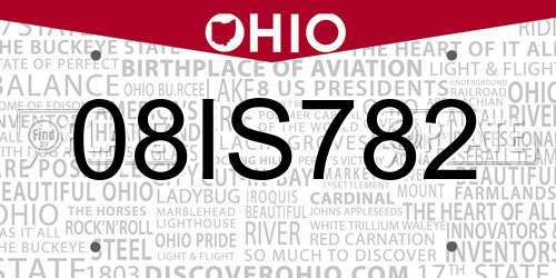 08IS782 Ohio License Plate