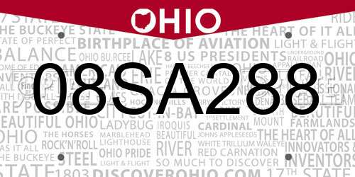08SA288 Ohio License Plate