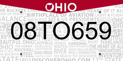08TO659 Ohio License Plate
