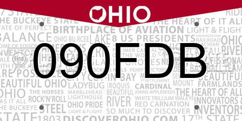 090FDB Ohio License Plate