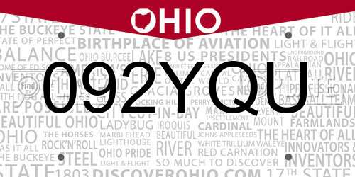 092YQU Ohio License Plate