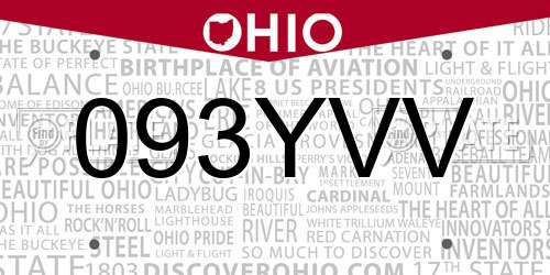 093YVV Ohio License Plate