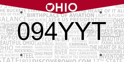 094YYT Ohio License Plate
