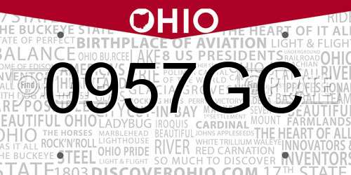 0957GC Ohio License Plate