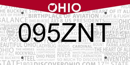 095ZNT Ohio License Plate