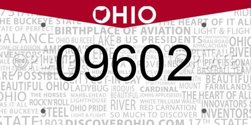 09602 Ohio License Plate