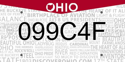 099C4F Ohio License Plate