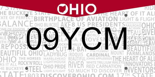 09YCM Ohio License Plate