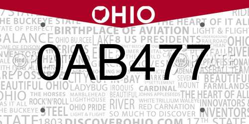 0AB477 Ohio License Plate