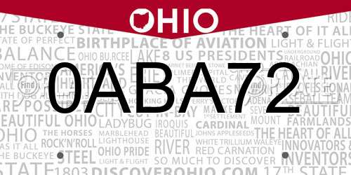 0ABA72 Ohio License Plate