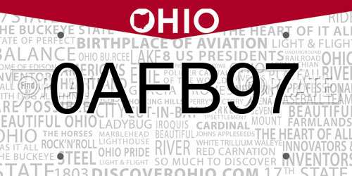 0AFB97 Ohio License Plate