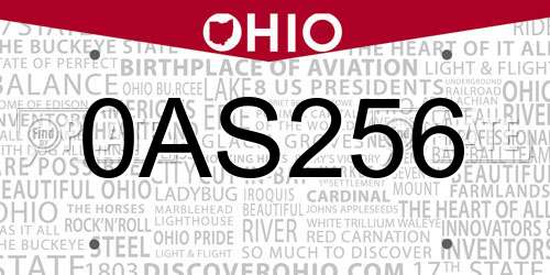 0AS256 Ohio License Plate