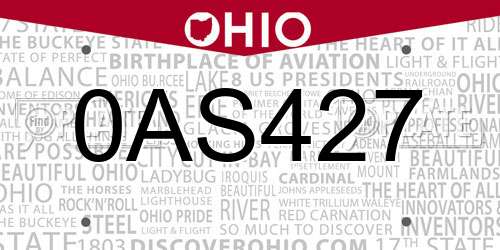0AS427 Ohio License Plate