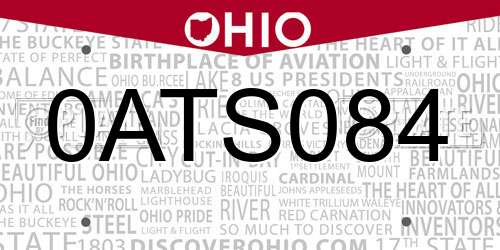 0ATS084 Ohio License Plate