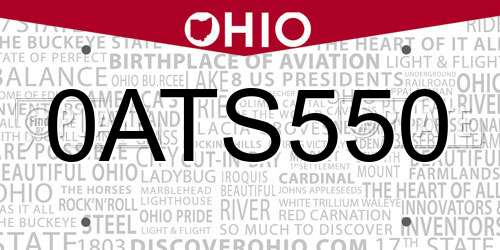 0ATS550 Ohio License Plate