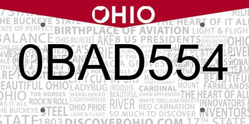 0BAD554 Ohio License Plate