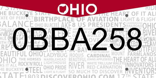 0BBA258 Ohio License Plate