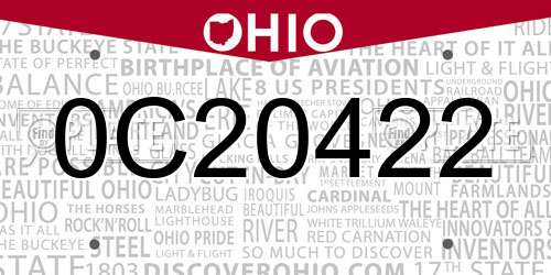 0C20422 Ohio License Plate