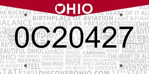 0C20427 Ohio License Plate