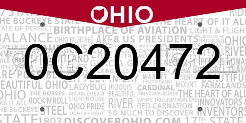 0C20472 Ohio License Plate