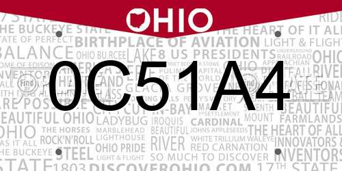 0C51A4 Ohio License Plate