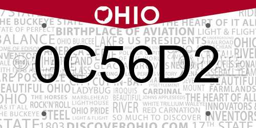 0C56D2 Ohio License Plate