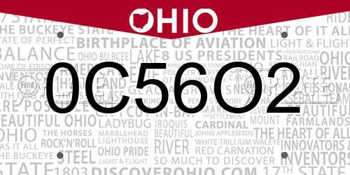 0C56O2 Ohio License Plate