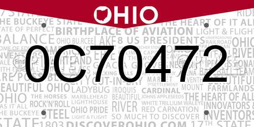 0C70472 Ohio License Plate