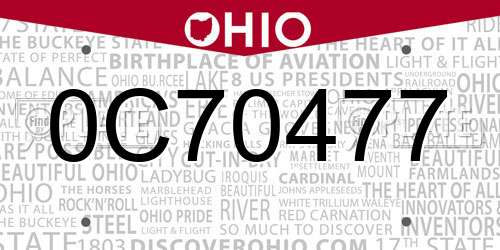0C70477 Ohio License Plate