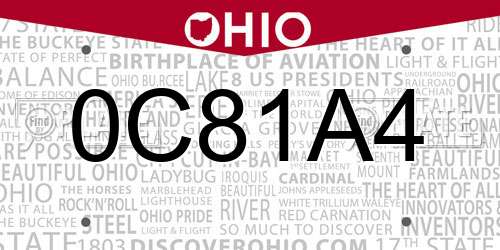 0C81A4 Ohio License Plate