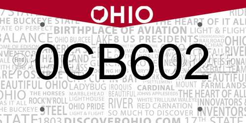 0CB602 Ohio License Plate