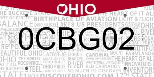 0CBG02 Ohio License Plate
