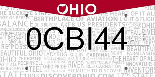 0CBI44 Ohio License Plate