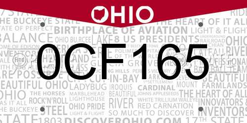 0CF165 Ohio License Plate