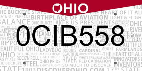 0CIB558 Ohio License Plate