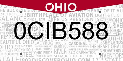 0CIB588 Ohio License Plate