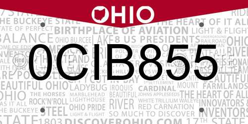 0CIB855 Ohio License Plate
