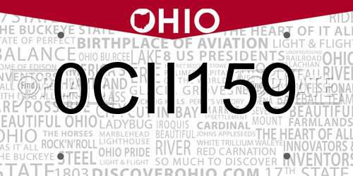 0CII159 Ohio License Plate