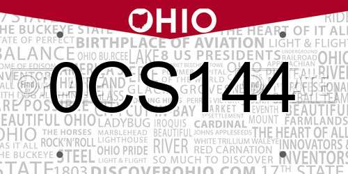 0CS144 Ohio License Plate