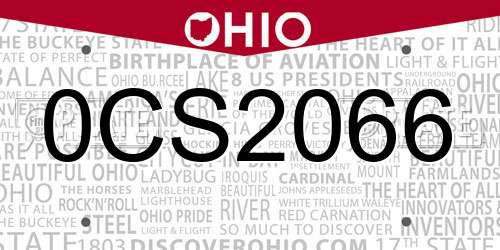 0CS2066 Ohio License Plate