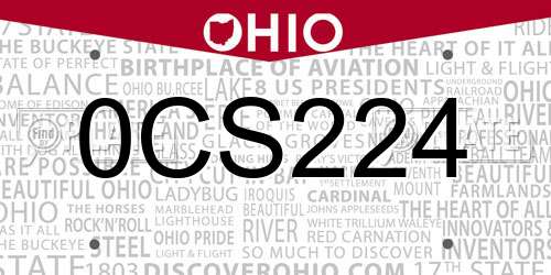0CS224 Ohio License Plate