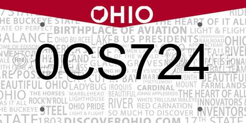 0CS724 Ohio License Plate