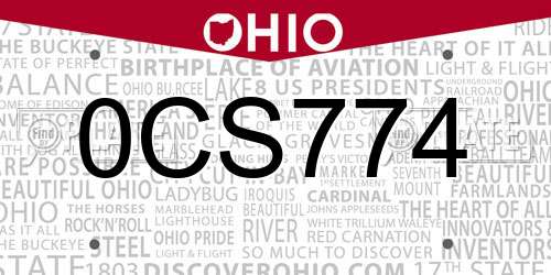0CS774 Ohio License Plate