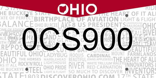 0CS900 Ohio License Plate
