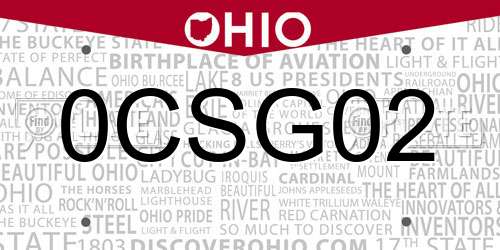 0CSG02 Ohio License Plate