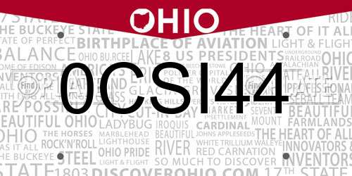 0CSI44 Ohio License Plate