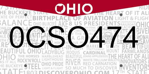 0CSO474 Ohio License Plate
