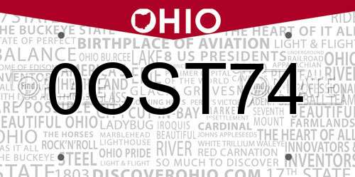 0CST74 Ohio License Plate