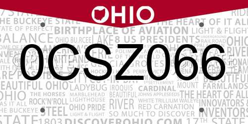 0CSZ066 Ohio License Plate